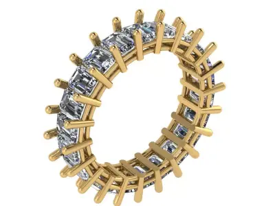 full eternity emerald cut band basket setting 3D print model
