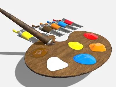 Artist Palette Low-poly 3D model