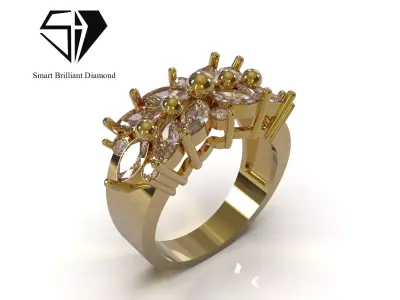 Luxury printable diamond woman ring model jr00346 3D print model
