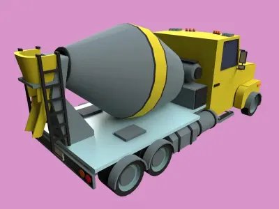 Lowpoly Concrete Mixer Truck Low-poly 3D model