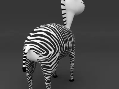 Zebra rigged toon style 3d model  Low-poly 3D model