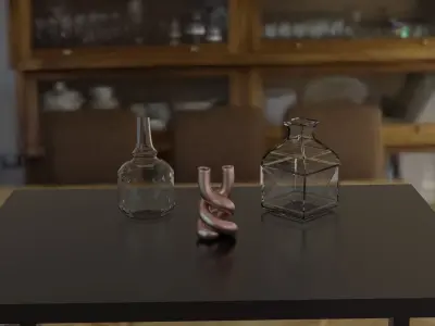 Decorative vases with basic flowers 3D model