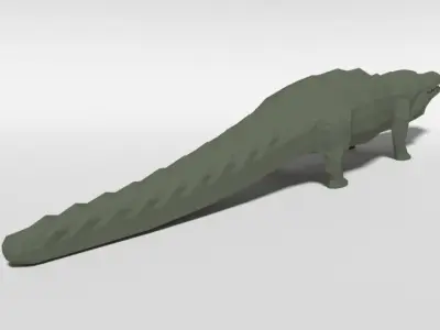 Low Poly Cartoon Crocodile Low-poly 3D model
