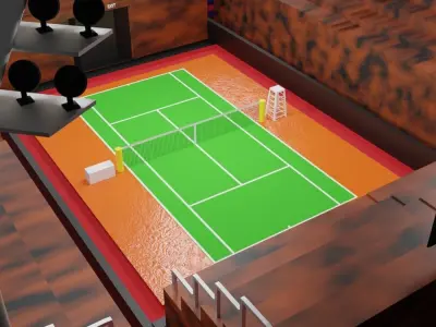 Low poly tennis court Low-poly 3D model