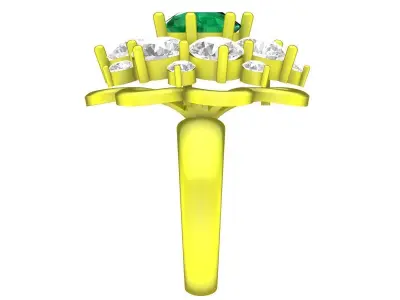 Luxury Floral Cluster Ring 3D Model for Jewelry Casting 4430 3D print model