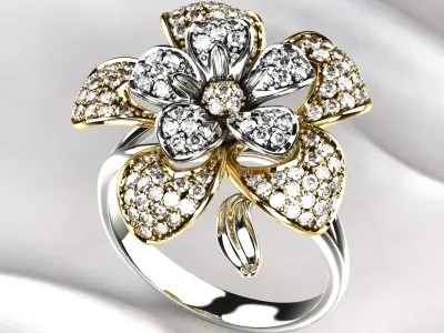 Flower Gold Ring 3D print model