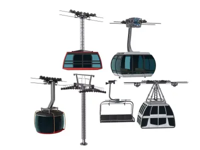 Ski lift gondola collection 3D Model Pack