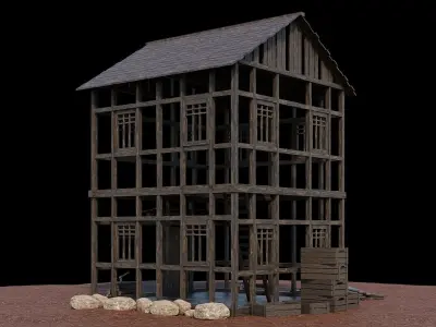 Medieval Village Asset 24- 4K Textures Game Ready Low-poly 3D model