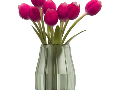 Flowers Set 1 vase with tulips 3D model