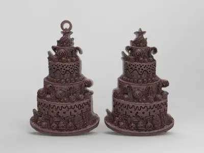 christmas tree cake decor  3D print model