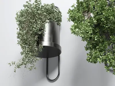 indoor outdoor plant 154 wall palnt stand metal dirt vase 3D model