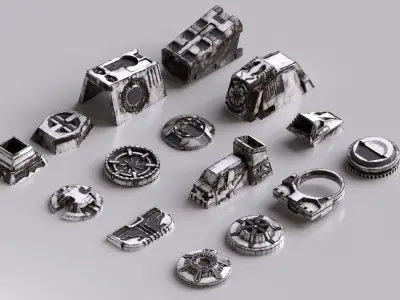 Sci-Fi Futuristic Style Hard Surface Assets Low-poly 3D model