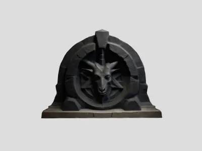 Medieval Modular Wall Altar Stone Low-poly 3D model