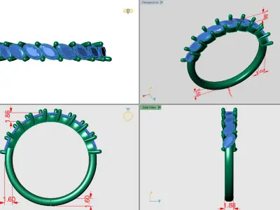 Marquise band angle shape half way 3D print model