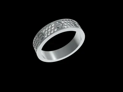  Screw love Diamond Paved Wedding Ring EU 59 3D print model