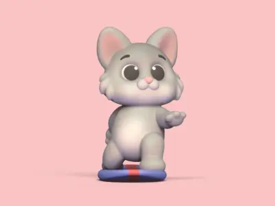 Cat Surfing 3D print model