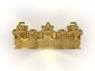 Ornate Royal Crown stl 3dm 3d gold Ring model gr0165 3D print model