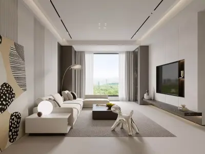 Modern living room dining room bedroom interior scenes 527 3D model