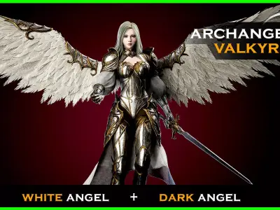 Archangel Valkyrie - Winged Warrior - Game-ready 3D Character Low-poly 3D model