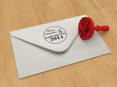 Stamp Merry christmas and Happy new year 2014 3D print model