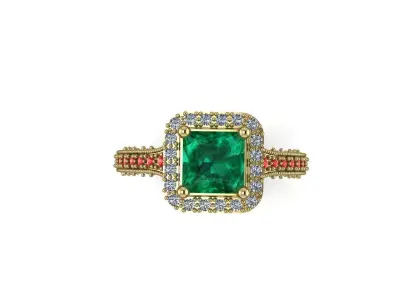 Curshion Emerald Ruby ring 3D print model