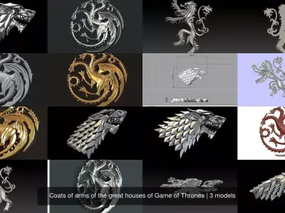 Coats of arms of the great houses of Game of Thrones 3D Model Collection