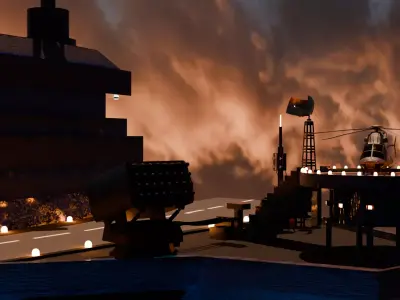 Futuristic Aircraft Carrier  Free low-poly 3D model