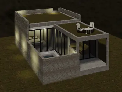 Resort house with 3D-printing wall 3D model