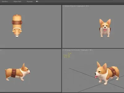 Cartoon puppy - Corgi - baby dog Low-poly 3D model