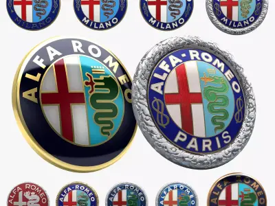 Alfa Romeo Badge History Collection Low-poly 3D model