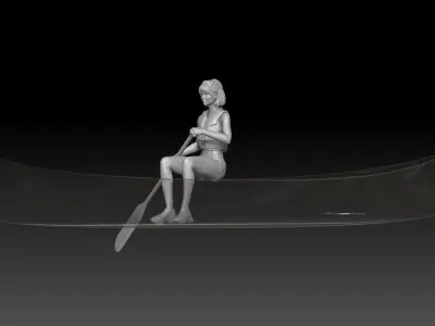 canoe girl 2 3D print model