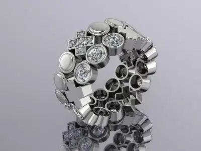 Set Jewelry Ring Gold X Zero 4 Rings 3D print model