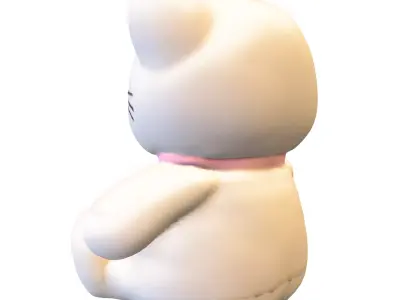 Cute Plush Cats Toy Model Low-poly 3D model