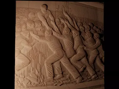 The Fall Of The Berlin Wall Sandcasting Bas High Relief CNC 3D print model