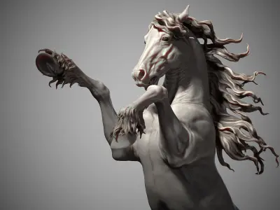Rearing Friesian horse  - 3D Sculpting 3D print model