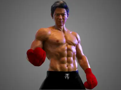 Male Asian BOX - MMA Fighter   3D model