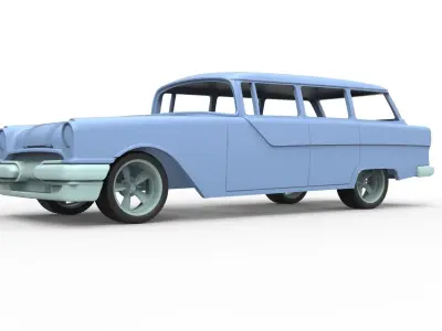 Shell and wheels Pontiac Chieftain 1955 Scale 1 to 24 3D print model