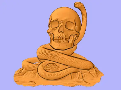 STL FILE CAVEIRA EM COBRA ENROLADA 3D model