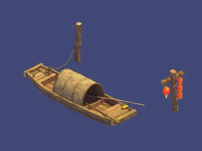 Game Ancient China - Transportation - Boat 03 3D model