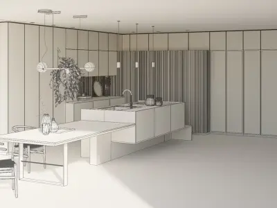 Modern island kitchen 3D model - Key Sbabo - Strip 3D model