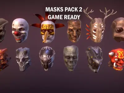 Masks pack 2 Low-poly 3D model