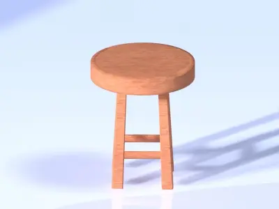 Wood Stool Low-poly 3D model purchase
