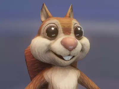 Cartoon Animated Squirrel 30 Animations 3D Model Low-poly 3D model