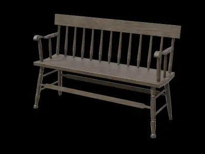 Furniture Bench V-02 Low-poly 3D model