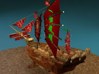 Chinese dragon  ship  3D model