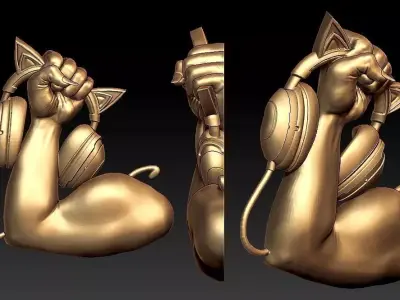 Head phone lady fist 3D print model