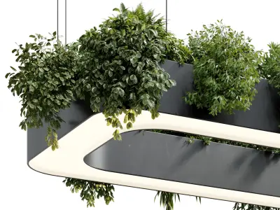 Rectangle pot light pendant - plant light hanging 26 3D model