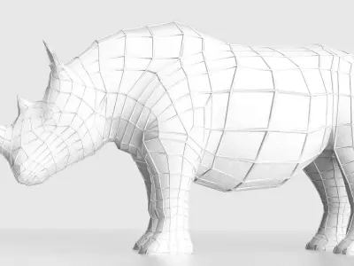 Southern White African Rhino Low-poly 3D model