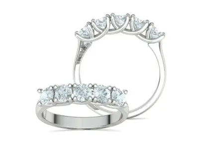 Five Stone Wedding Ring 4mm Stones Solitaire Ring 3dmodel 3D print model