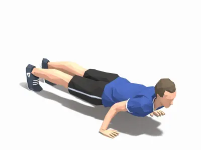 Hindu Pushups  Exercise Man Animation Low-poly 3D model